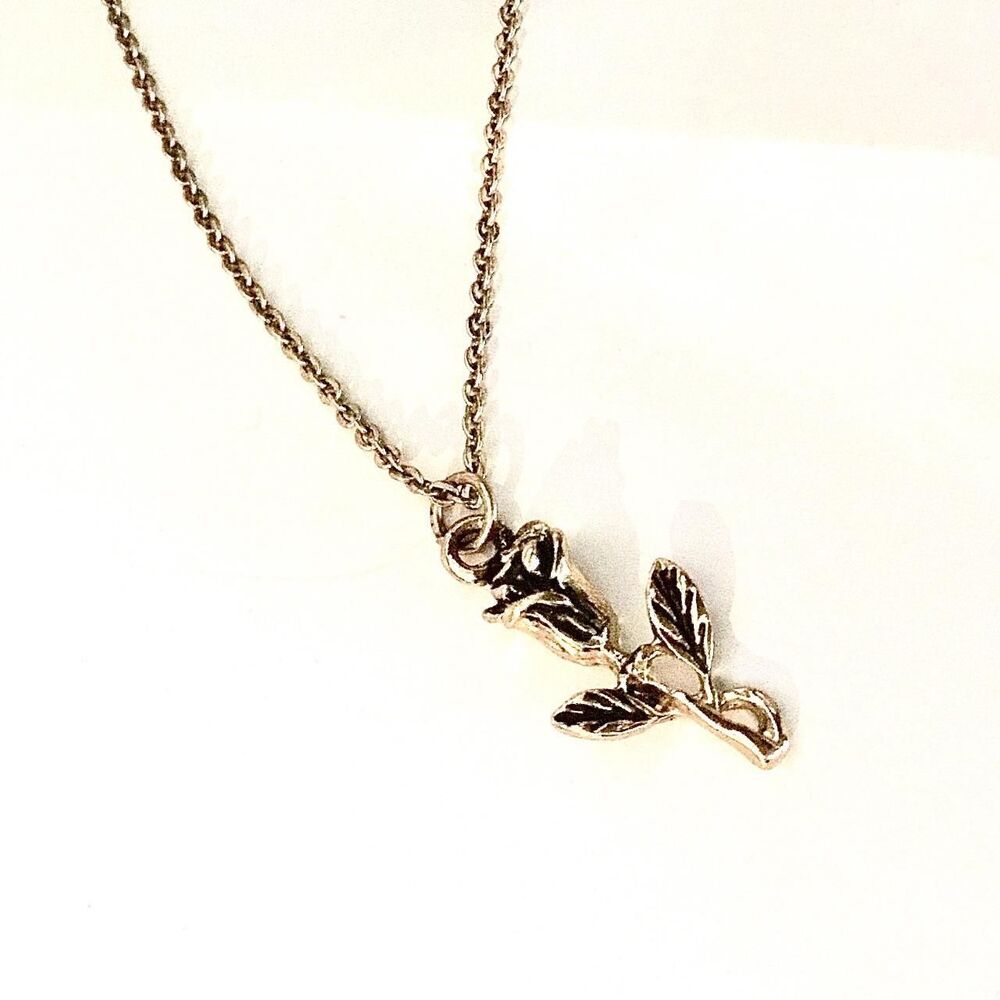 Dainty n Delicate Whimsigoth Romantic Gold Tone Rose Necklace